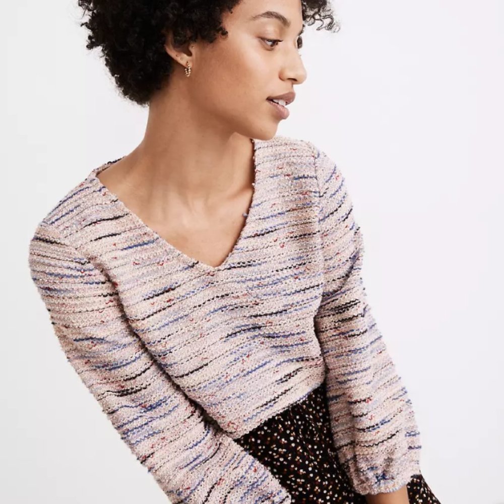 NWT. Madewell Rainbow Jacquard Full-Sleeve Top